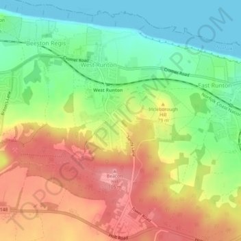 Topografisk kort Town Hill, højde, terræn