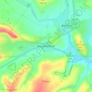 Topografisk kort Beckhampton, højde, terræn
