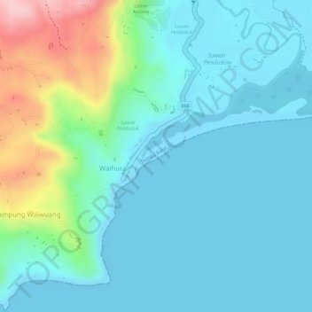 Topografisk kort Pantai Wanokaka, højde, terræn