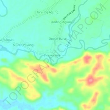 Topografisk kort Durian Seginim, højde, terræn
