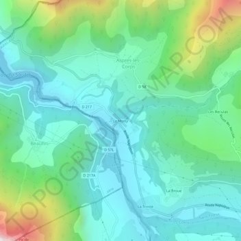 Topografisk kort Le Motty, højde, terræn