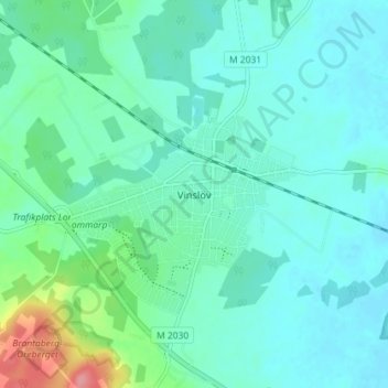 Topografisk kort Vinslöv, højde, terræn