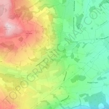 Topografisk kort Hellbühl, højde, terræn