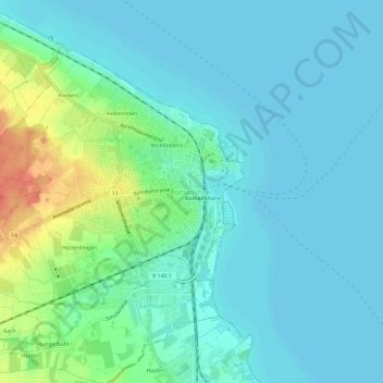 Topografisk kort Romanshorn, højde, terræn