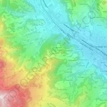 Topografisk kort Gobbi Alti, højde, terræn