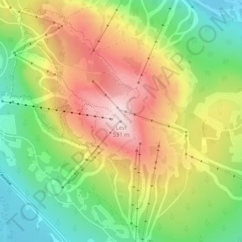 Topografisk kort Levi, højde, terræn