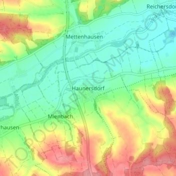 Topografisk kort Haunersdorf, højde, terræn