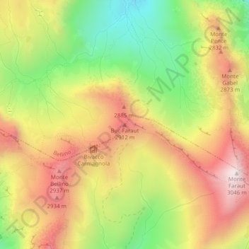 Topografisk kort Buc Faraut, højde, terræn