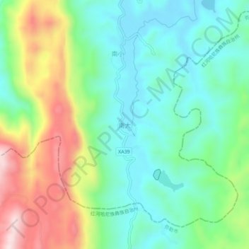 Topografisk kort Nanda, højde, terræn