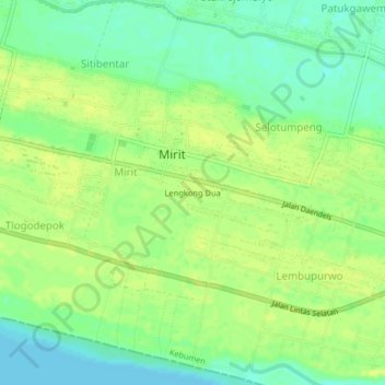 Topografisk kort Lengkong Dua, højde, terræn