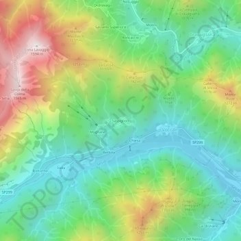 Topografisk kort Sassiglioni, højde, terræn
