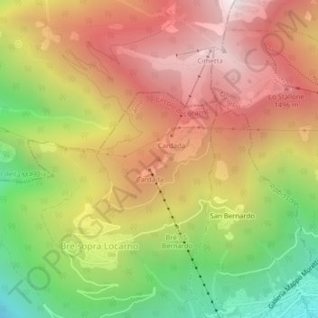 Topografisk kort Cardada, højde, terræn