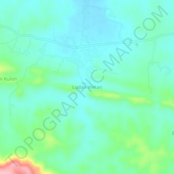 Topografisk kort Lodan Wetan, højde, terræn