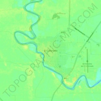 Topografisk kort El Colorado, højde, terræn
