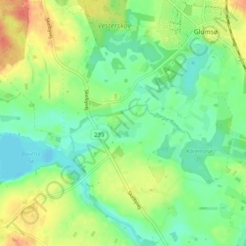 Topografisk kort Regerup, højde, terræn