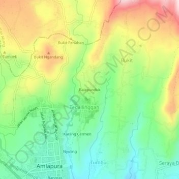 Topografisk kort Balepunduk, højde, terræn