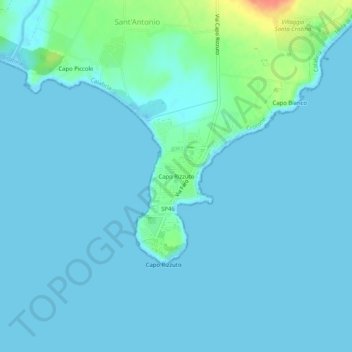 Topografisk kort Capo Rizzuto, højde, terræn