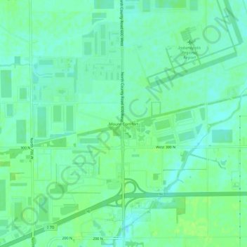 Topografisk kort Mount Comfort, højde, terræn