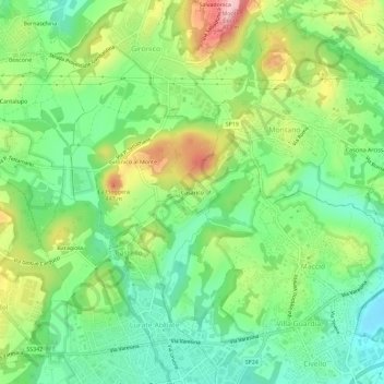 Topografisk kort Casarico, højde, terræn