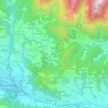 Topografisk kort Bleggio, højde, terræn