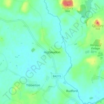 Topografisk kort Highleadon, højde, terræn