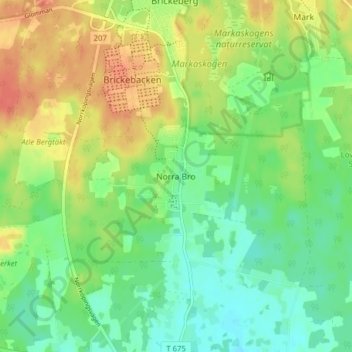Topografisk kort Norra Bro, højde, terræn