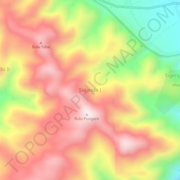 Topografisk kort Sidondo I, højde, terræn