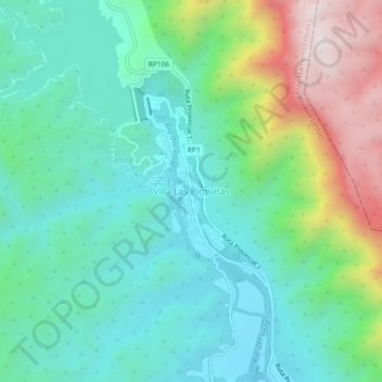 Topografisk kort Villa Las Pirquitas, højde, terræn