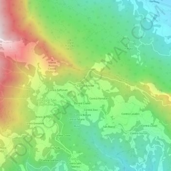 Topografisk kort Contrà Falzoie, højde, terræn