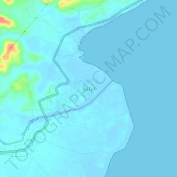 Topografisk kort Batui, højde, terræn