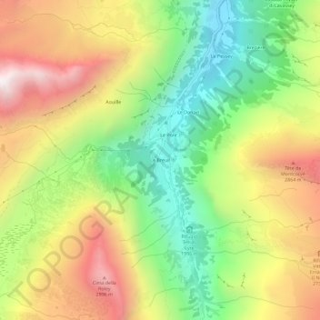 Topografisk kort Le Breuil, højde, terræn