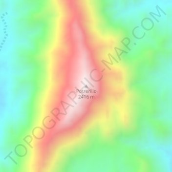 Topografisk kort Potrerillo, højde, terræn