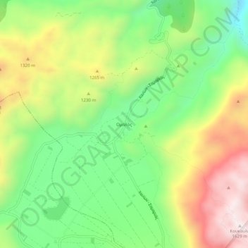Topografisk kort Omalos, højde, terræn