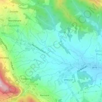 Topografisk kort Serea, højde, terræn