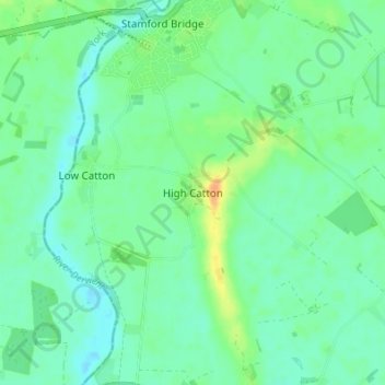 Topografisk kort High Catton, højde, terræn
