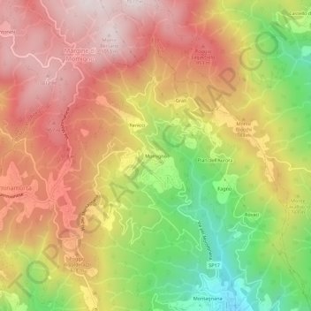 Topografisk kort Momigno, højde, terræn