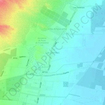 Topografisk kort Las Lomitas, højde, terræn