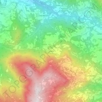 Topografisk kort Pradelle, højde, terræn