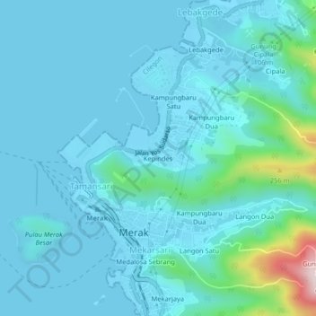Topografisk kort Kepindes, højde, terræn