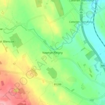 Topografisk kort Newton Reigny, højde, terræn