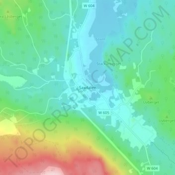Topografisk kort Saxdalen, højde, terræn
