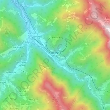 Topografisk kort Tetto Salet, højde, terræn