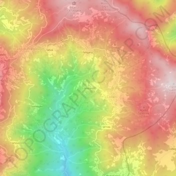 Topografisk kort Collistano, højde, terræn
