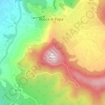 Topografisk kort Monte Cavo, højde, terræn