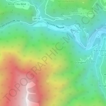 Topografisk kort Comba Molino, højde, terræn