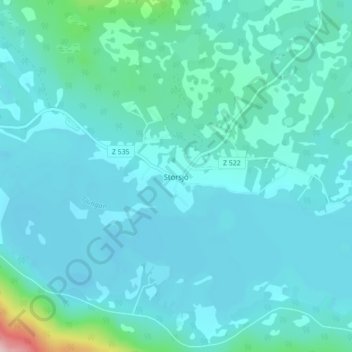 Topografisk kort Storsjö, højde, terræn