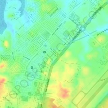 Topografisk kort Villa Pesona Asri, højde, terræn