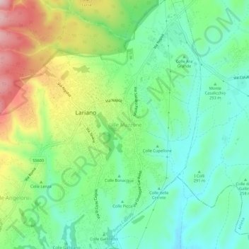 Topografisk kort Valle Mazzone, højde, terræn