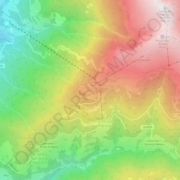 Topografisk kort Kreuztal - Val Croce, højde, terræn