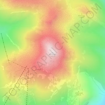 Topografisk kort Åreskutan, højde, terræn